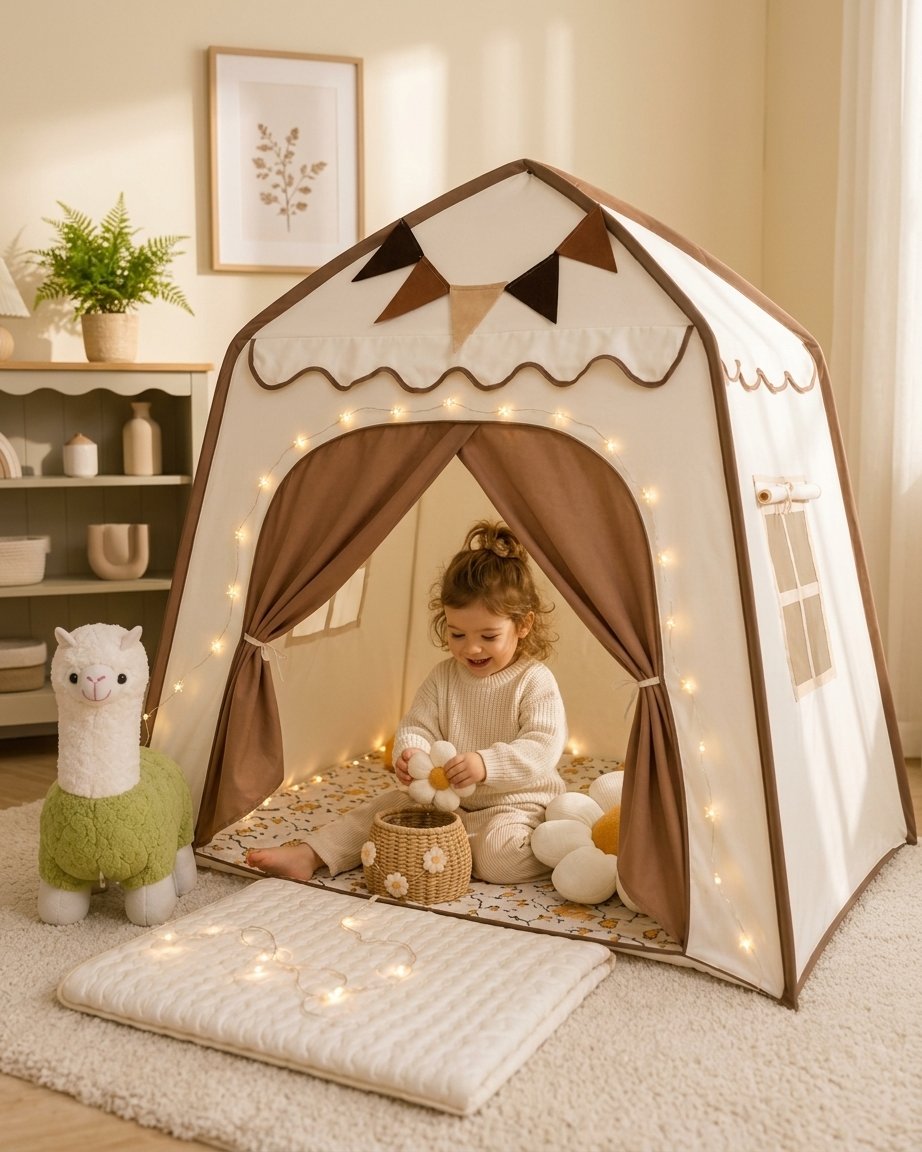 Kids Indoor Play Tent with Curtains