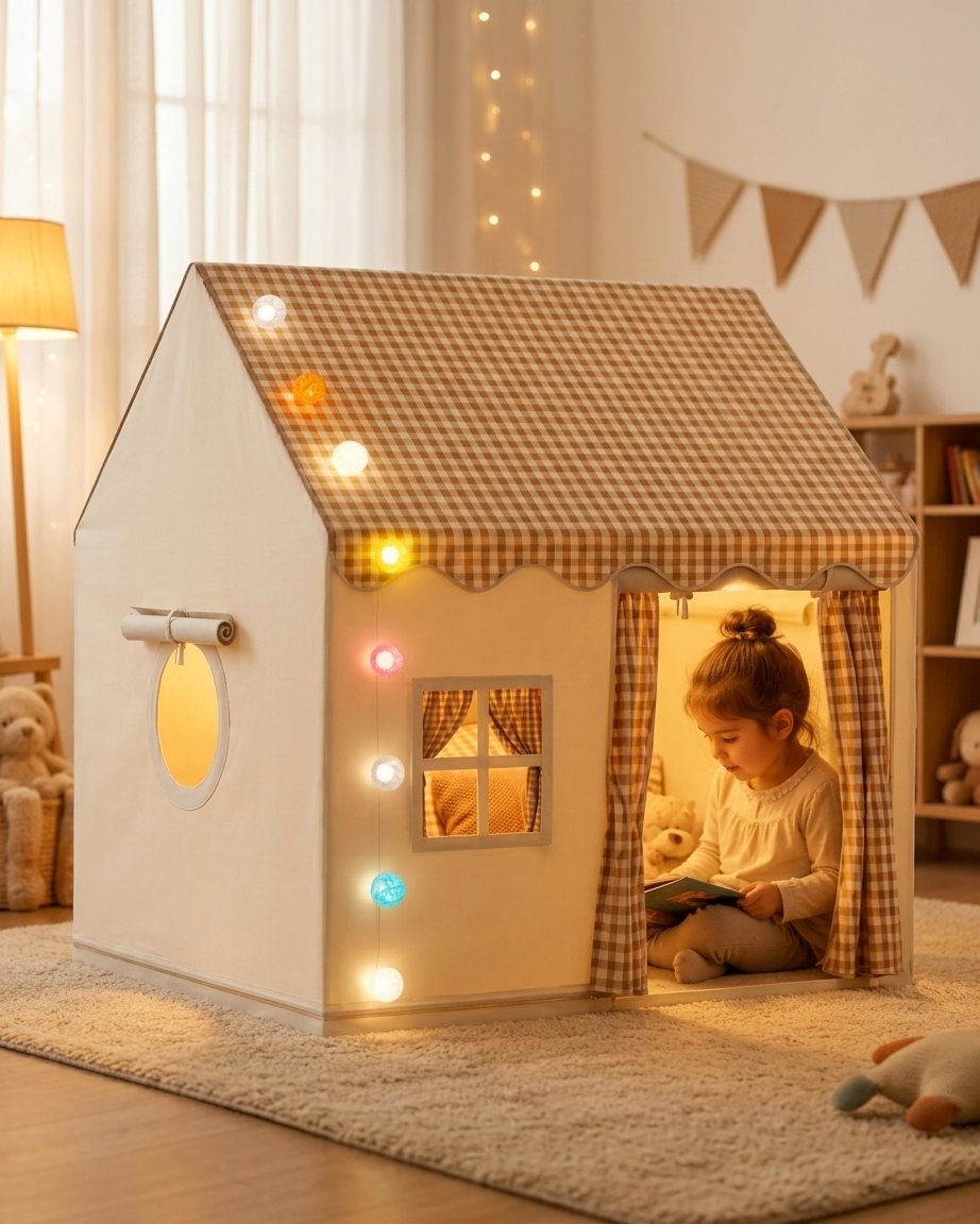 Kids Indoor Playhouse Tent with Lights