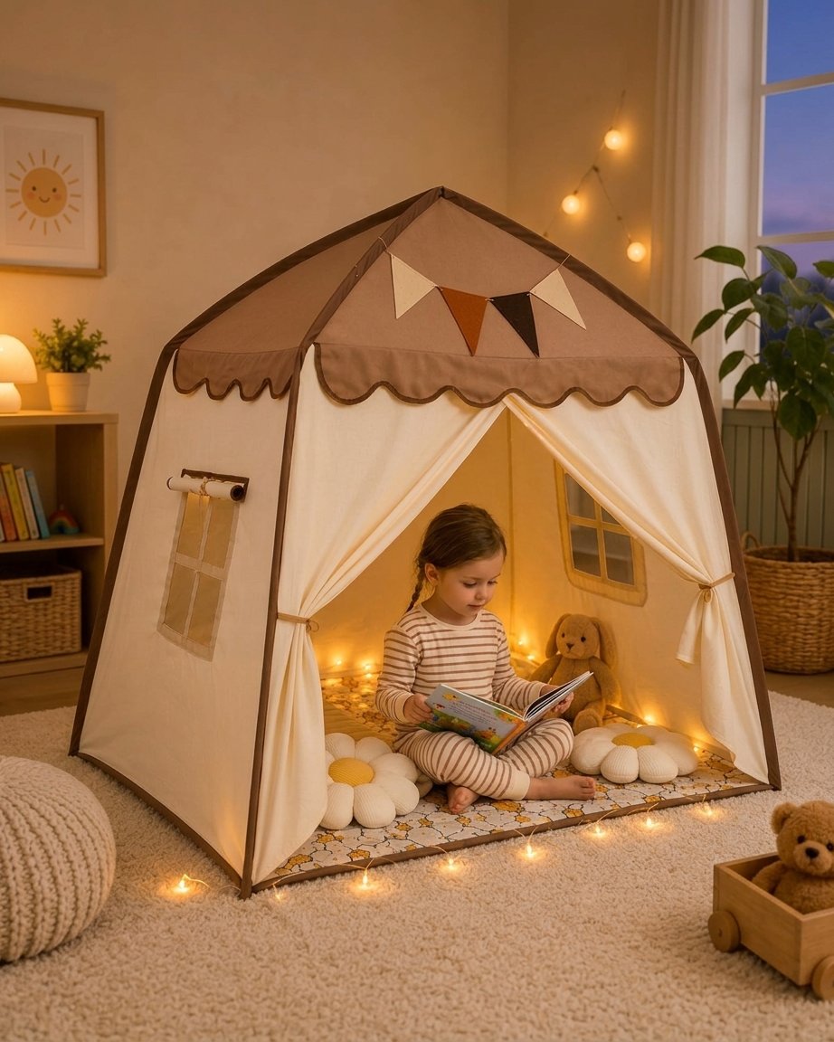 Kids Play Tent with Brown Canopy