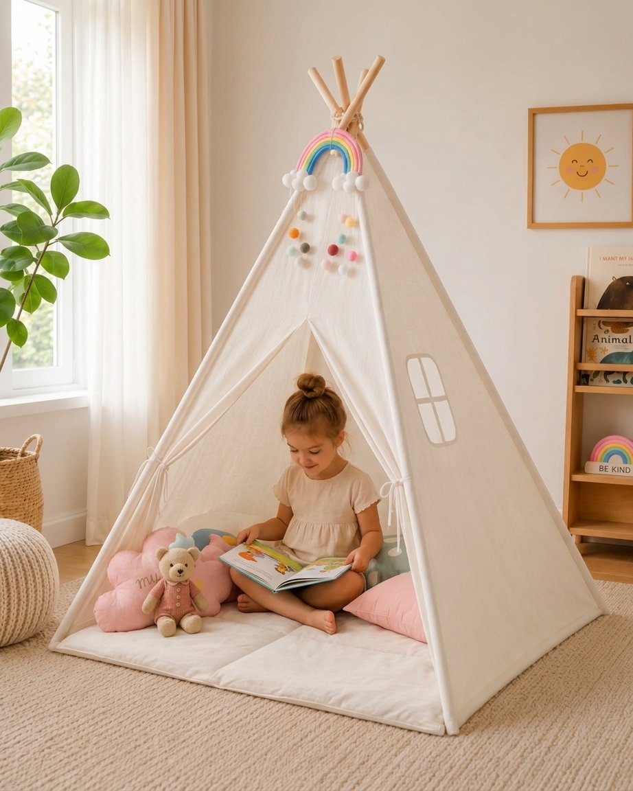 Kids Teepee Play Tent with Floor Mat