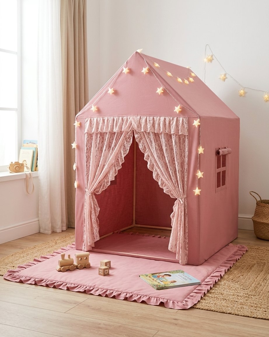 Lace Play Tent & Ruffle Mat Bundle – Rose