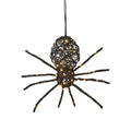 Large Rattan Black Spider Light-Up Halloween Figure with Warm White LEDs