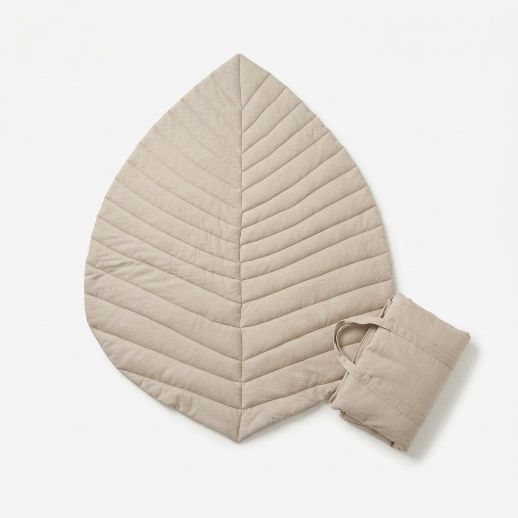 Leaf-Shaped Baby Play Mat in Oat