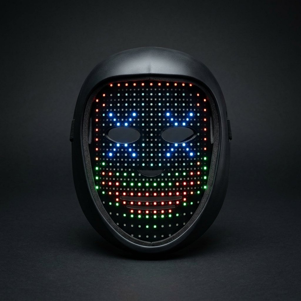 LED Gesture-Control Light-Up Party Mask with Multicolour Dot-Matrix Display