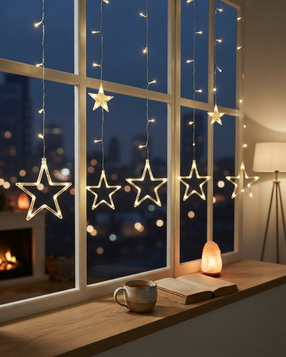 LED Star Curtain Light, Warm White