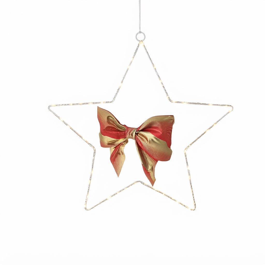 LED Star Hanging Lights with Bow, Set of 2