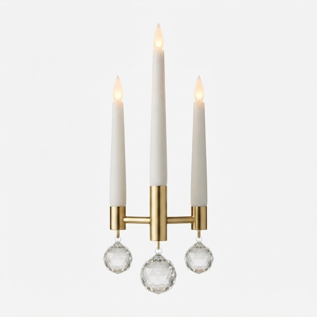 LED Tree Candles with Crystal Pendant