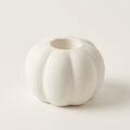 Matte White Ceramic Pumpkin Taper Candle Holders – Set of 2