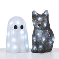 Mini Ghost and Black Cat LED Halloween Figures – Set of Two
