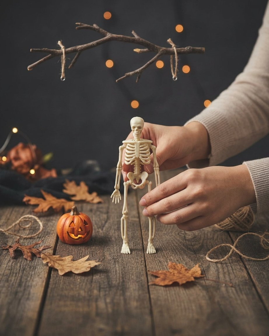 Mini Poseable Skeleton Figures for Halloween Decor