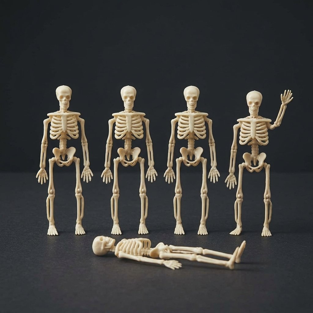 Mini Skeleton Figures for Halloween Decorations – Hanging and Tabletop Party Décor, 6-Pack or 12-Pack