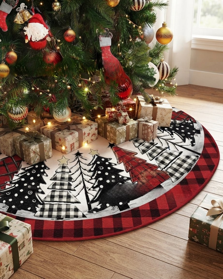 Patchwork Christmas Tree Skirt, Buffalo Check