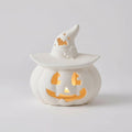 Porcelain LED Pumpkin Witch Lantern with 6-Hour Timer