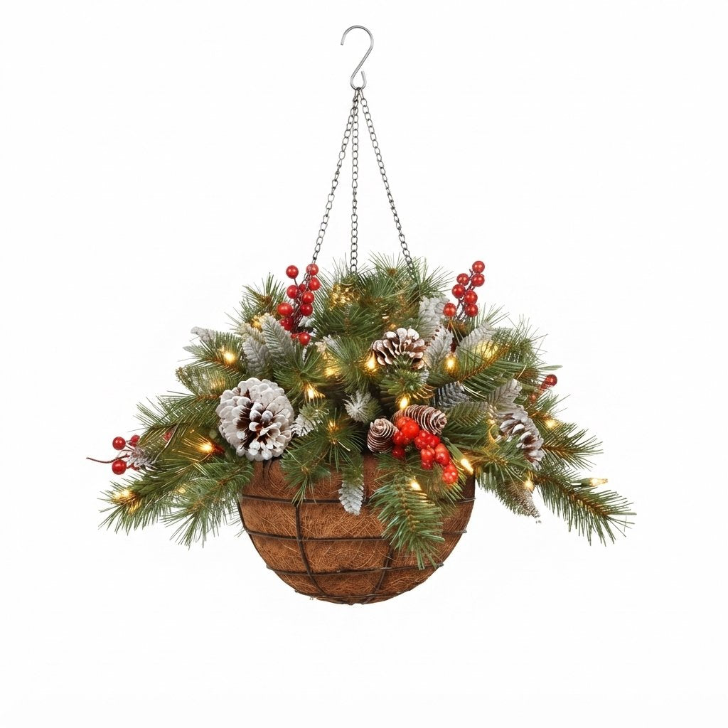 Pre-lit Christmas Hanging Basket