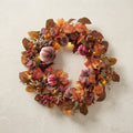 Pre-Lit Luxury Velvet Pumpkin Meadow Wreath and Garland Set with LED Lights