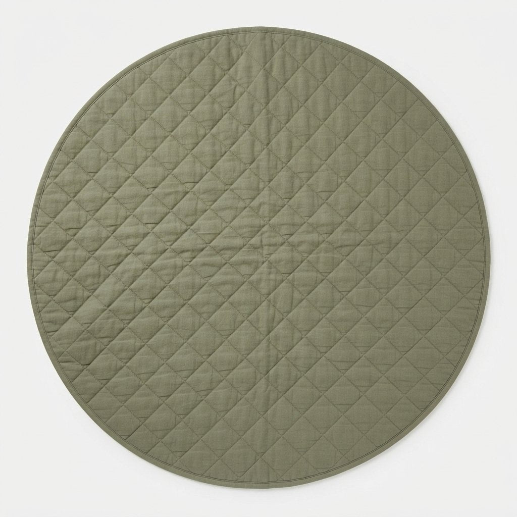 Quilted French Linen Round Play Mat