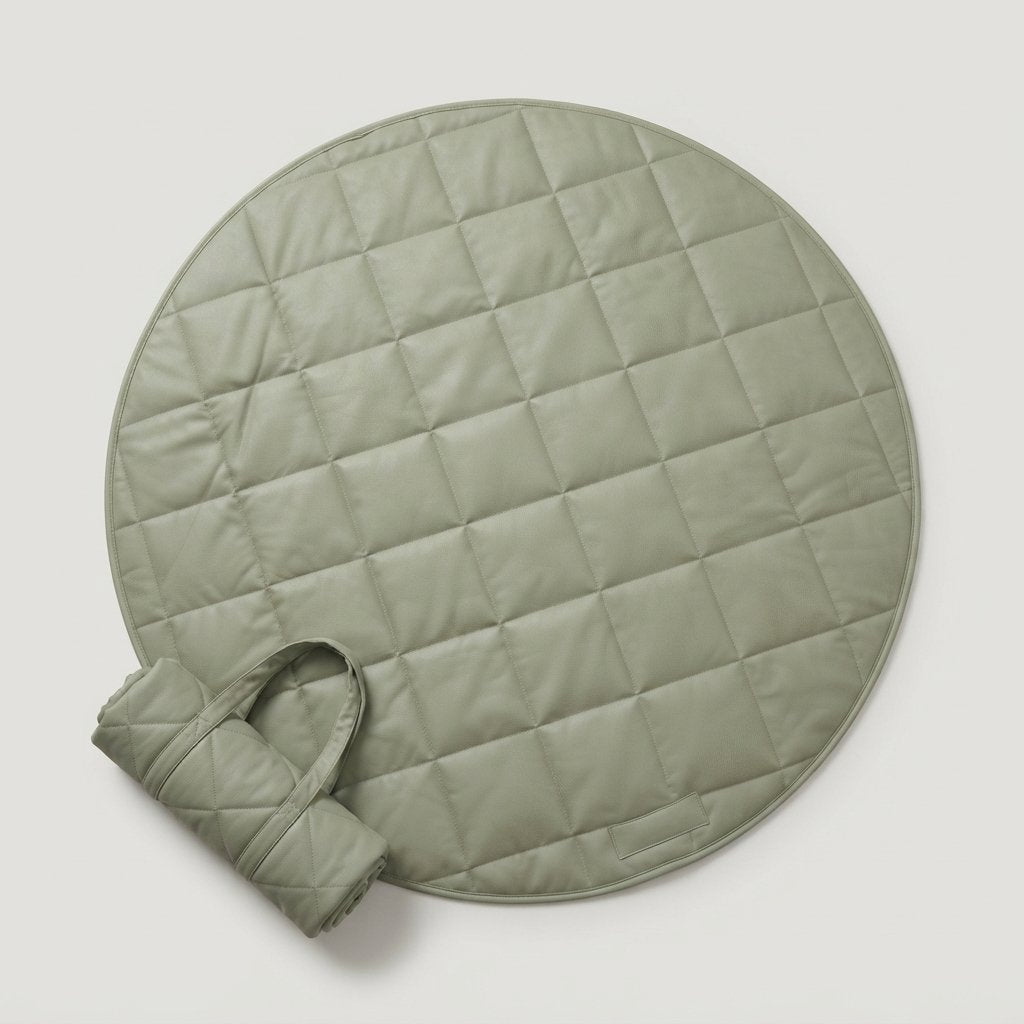 Quilted Round Play Mat in Sage