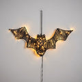 Rattan Black Bat Light-Up Halloween Figure with Warm White LEDs