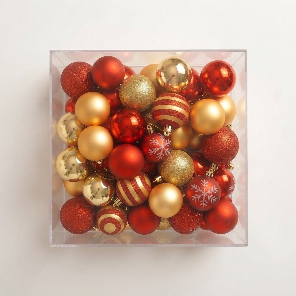 Red & Gold Christmas Baubles, Set of 50