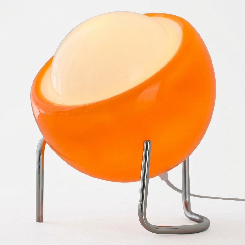 Retro Bauhaus Globe Table Lamp with Chrome Stand – Glass Shade