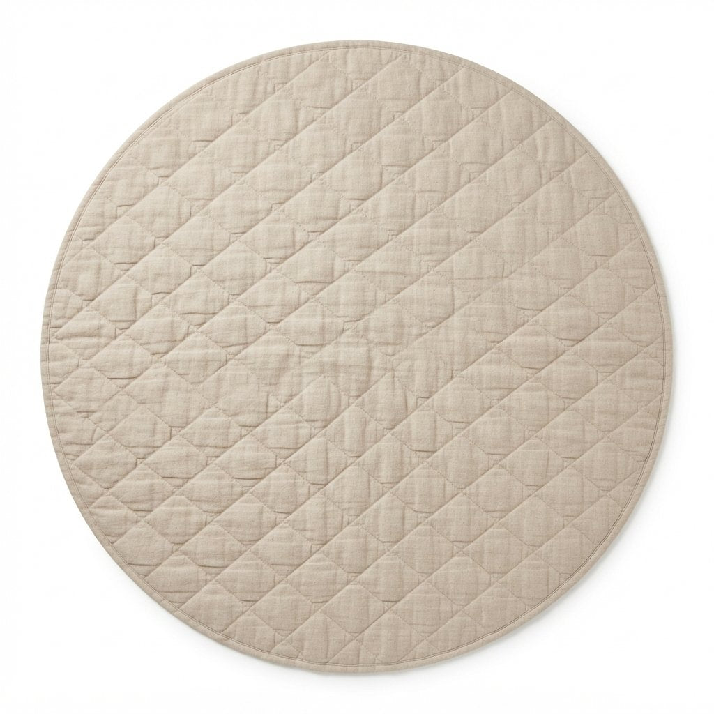 Round Linen Play Mat Cover, 115 cm