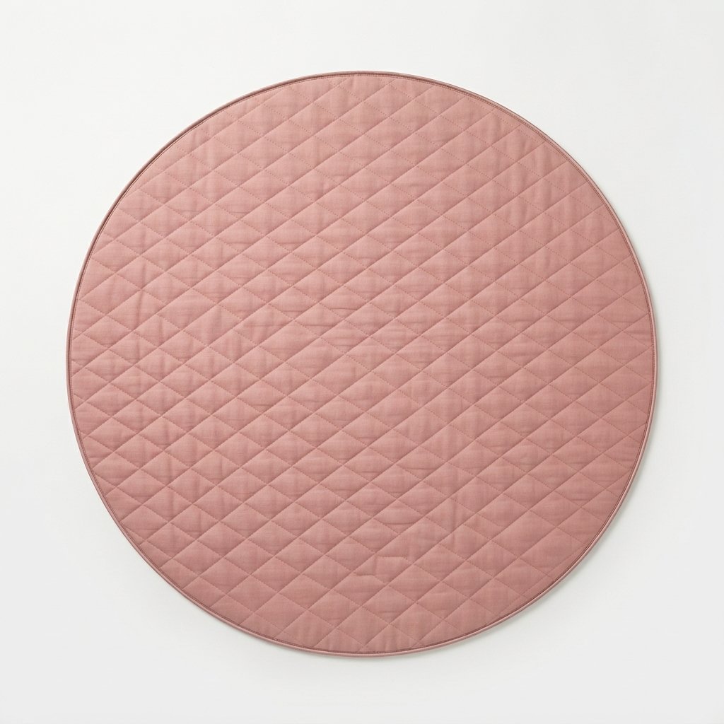 Round Quilted Baby Play Mat – Dusty Pink
