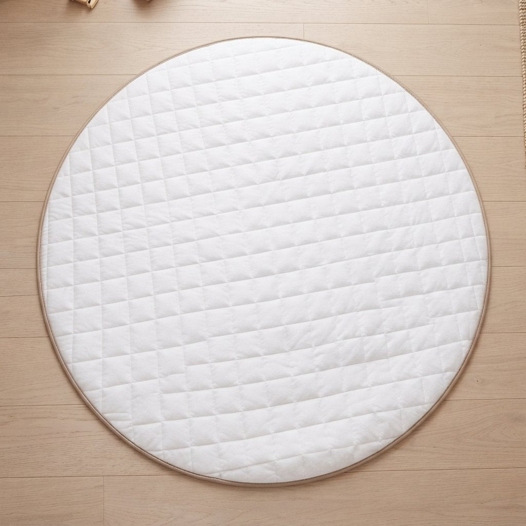Round Quilted Baby Play Mat – White
