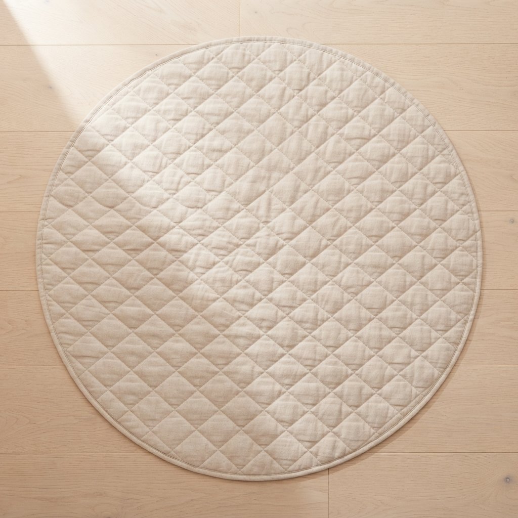 Round Quilted Linen Play Mat