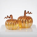 Set of 2 Ombré Mercury Glass LED Pumpkin Decorations with Timer