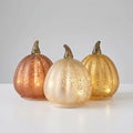 Set of 3 Autumnal Glass Light-Up Pumpkins with Warm White LEDs