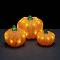 Set of 3 LED Light-Up Pumpkin Figures for Outdoor Halloween Decoration