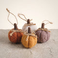 Set of 4 Felt Pumpkin Hanging Decorations in Autumn Colours