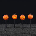 Set of 4 Halloween Jack-o'-Lantern Pumpkin Stake Lights with LED Glow and Timer