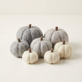 Set of 6 Handmade Felt Pumpkin Autumn Decorations in Neutral Grey and Cream