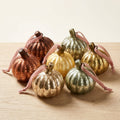 Set of 6 Mini Glass Pumpkin Hanging Tree Decorations in Autumn Hues