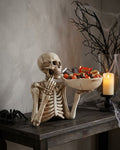 Skeleton Candy Bowl Holder with Cracked Resin Dish
