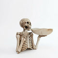 Skeleton Figurine Candy Bowl with Cracked Resin Dish – Halloween Decoration