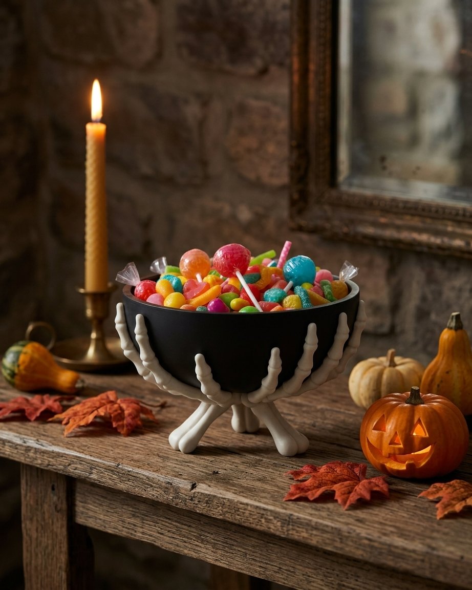 Skeleton Hands Candy Bowl with Detachable Stand