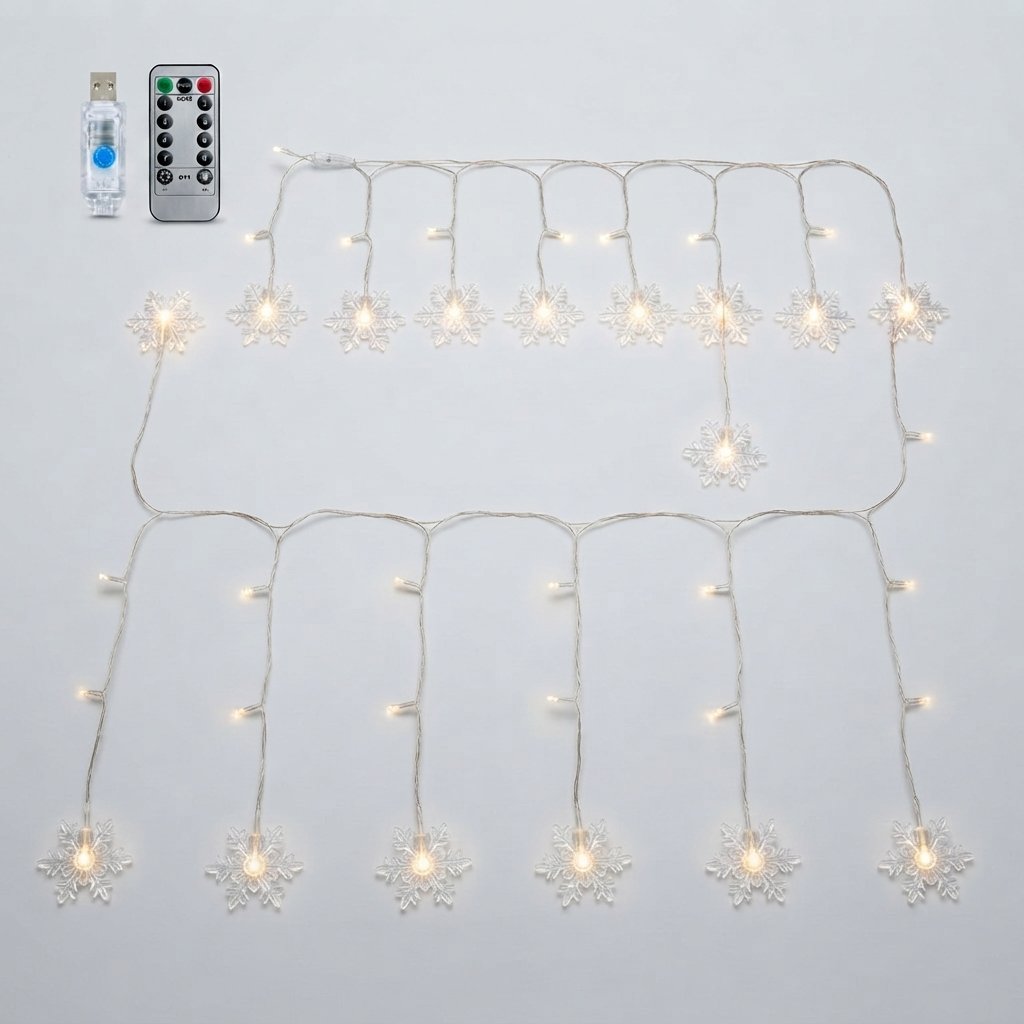 Snowflake Curtain Lights with Remote