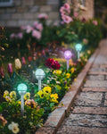Solar RGB Crystal Ball Garden Path Lights, Set of 3