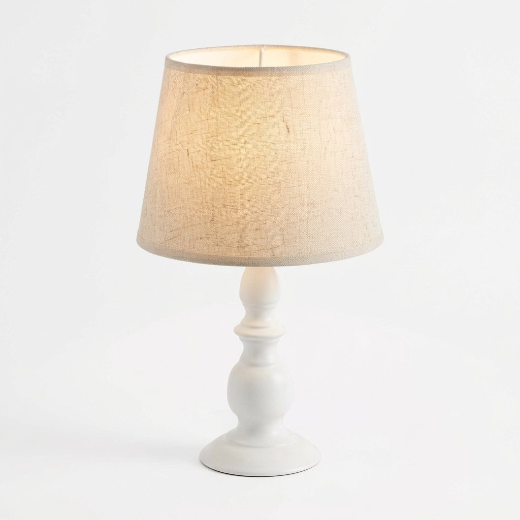 Spindle Base Table Lamp with Fabric Shade
