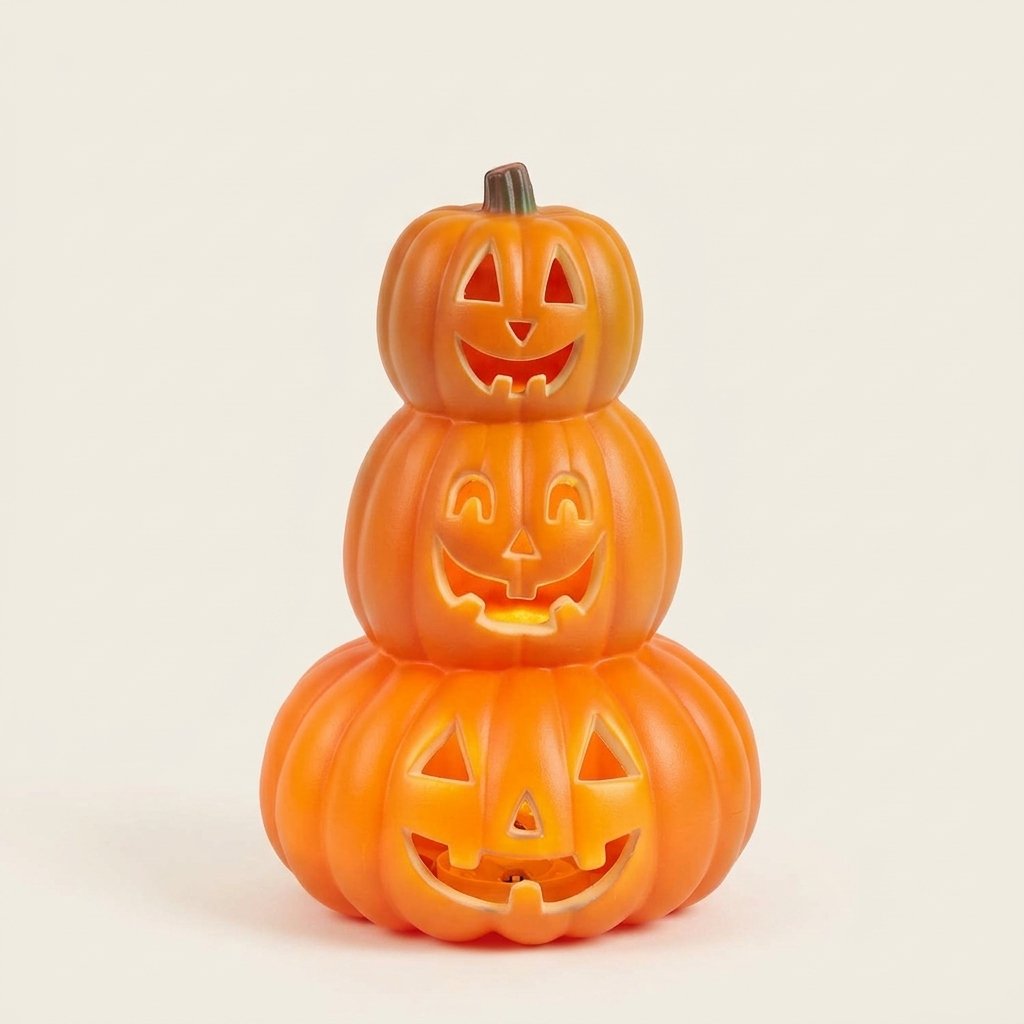 Stacked Jack-o'-Lantern LED Halloween Decoration – Triple Pumpkin Totem