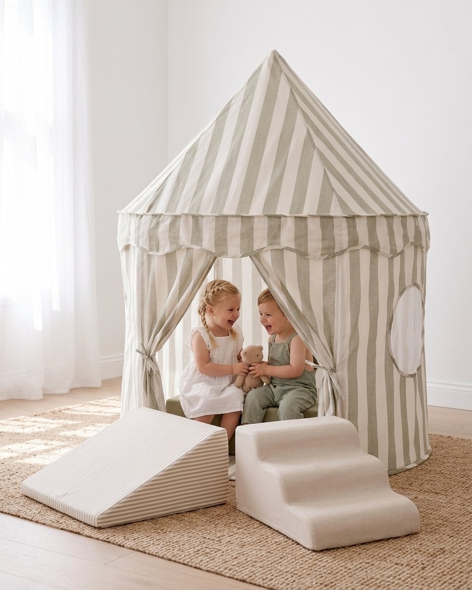 Striped Cotton Play Tent & Lounger Bundle