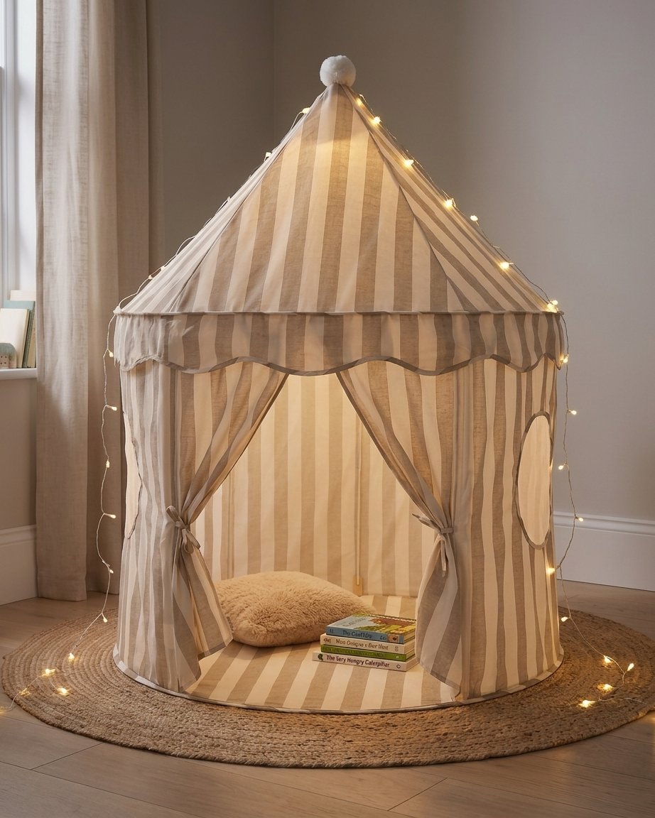 Striped Cotton Pop-Up Play Tent