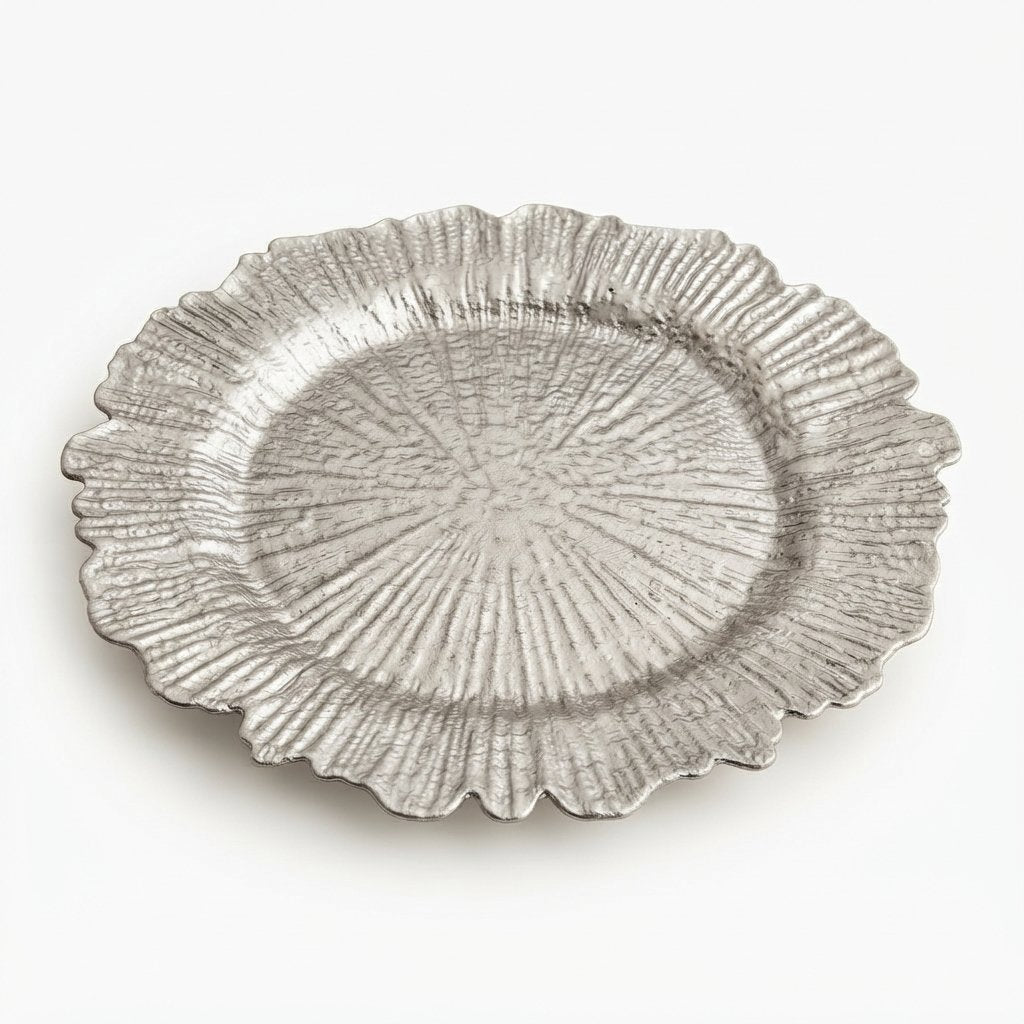 Textured Reef Charger Plates – Silver