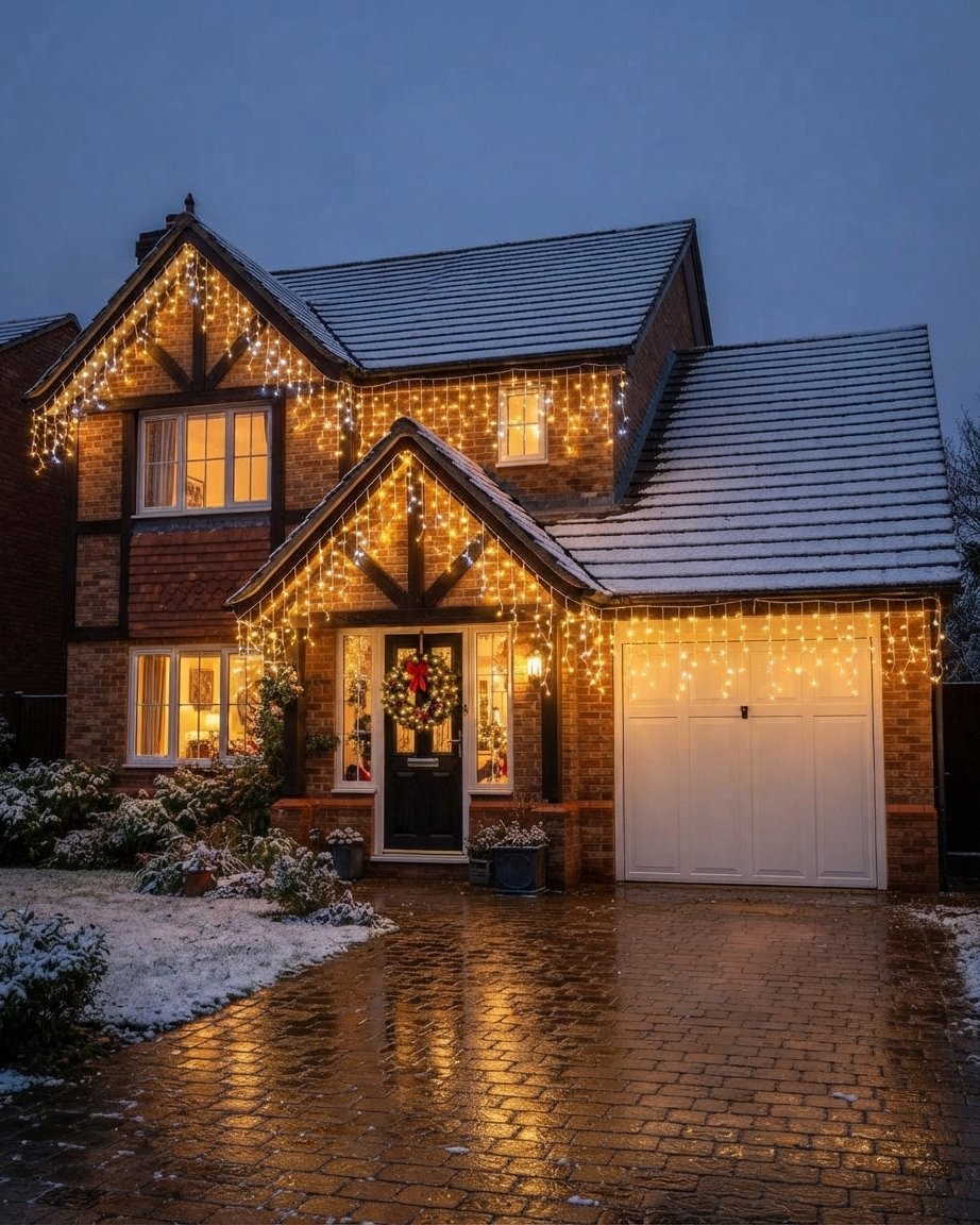 Warm White LED Icicle Curtain Lights