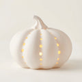 White Ceramic Pumpkin LED Light with Timer