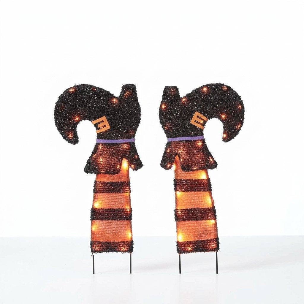 Witch's Legs Halloween Garden Stake Lights – Set of 2