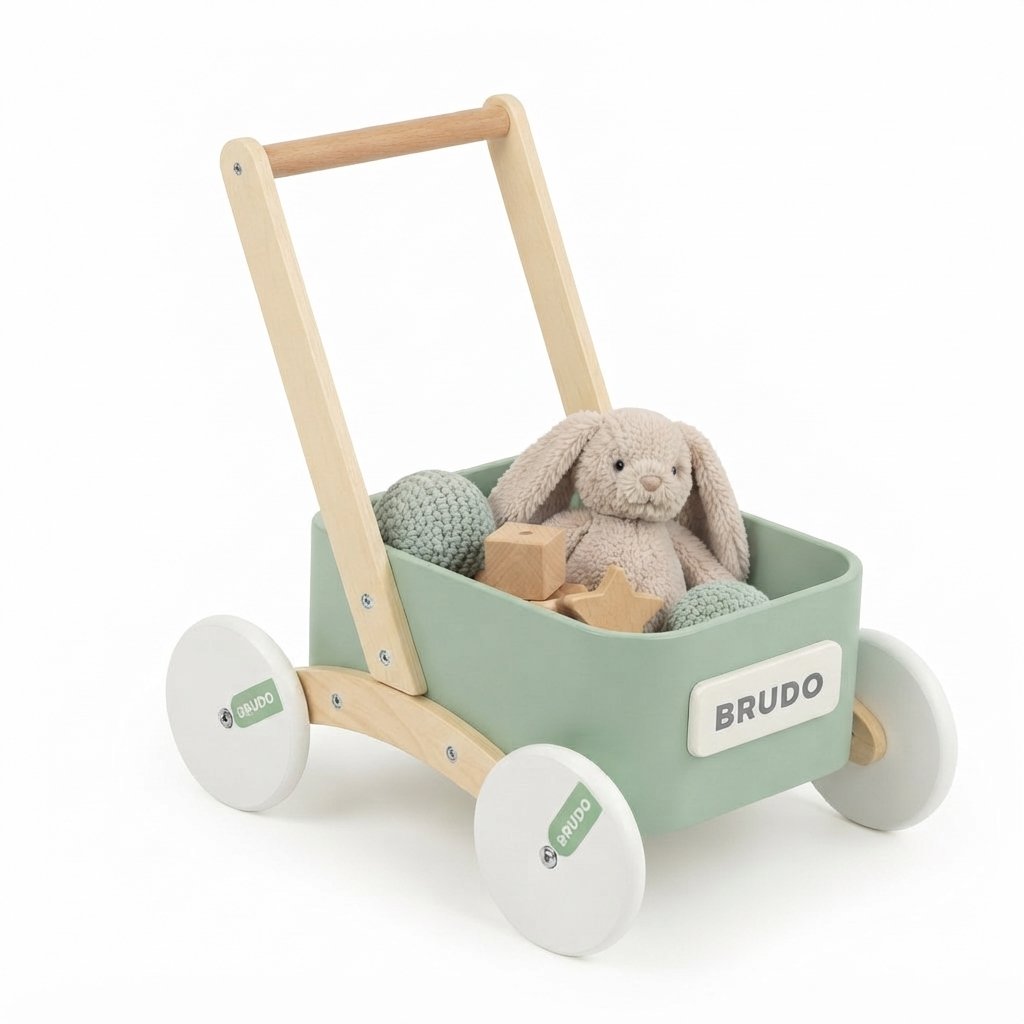 Wooden Baby Push Walker – Sage Green