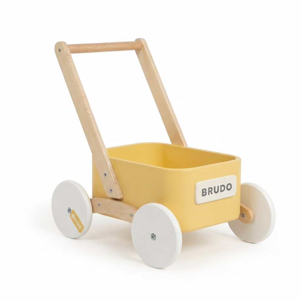 Wooden Baby Push Walker Wagon – Yellow